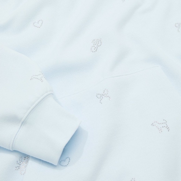 Blue Womens MEDIUM PINK LoveShackFancy oversized hoodie sweatshirt glacier mist - Picture 10 of 11